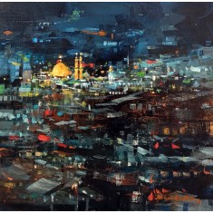 Shan Amrohvi, 18 x 18 inch, Acrylic on Canvas, Cityscape Painting, AC-SA-205